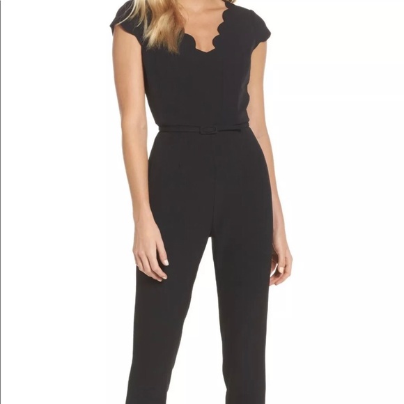 adrianna papell scalloped jumpsuit